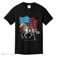 Horse Lover Equestrian American Flag Kids T-Shirt thumb 0