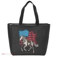 Horse Lover Equestrian American Flag Tote Bag thumb 0