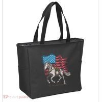 Horse Lover Equestrian American Flag Tote Bag thumb 2