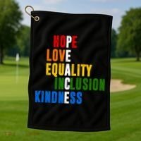 Hope Love Equality Inclusion Kindness Peace Quote Golf Towel thumb 1