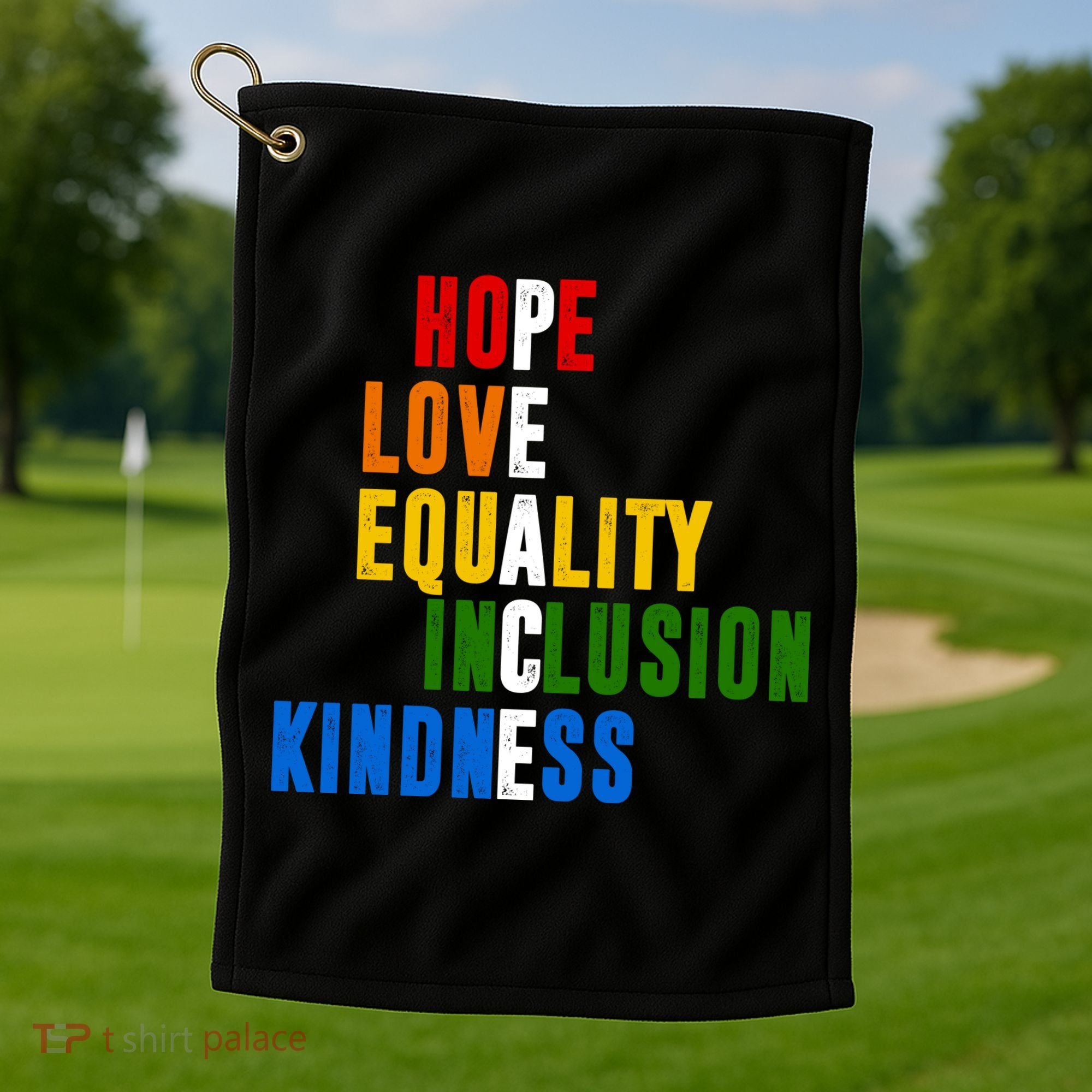 Hope Love Equality Inclusion Kindness Peace Quote Golf Towel