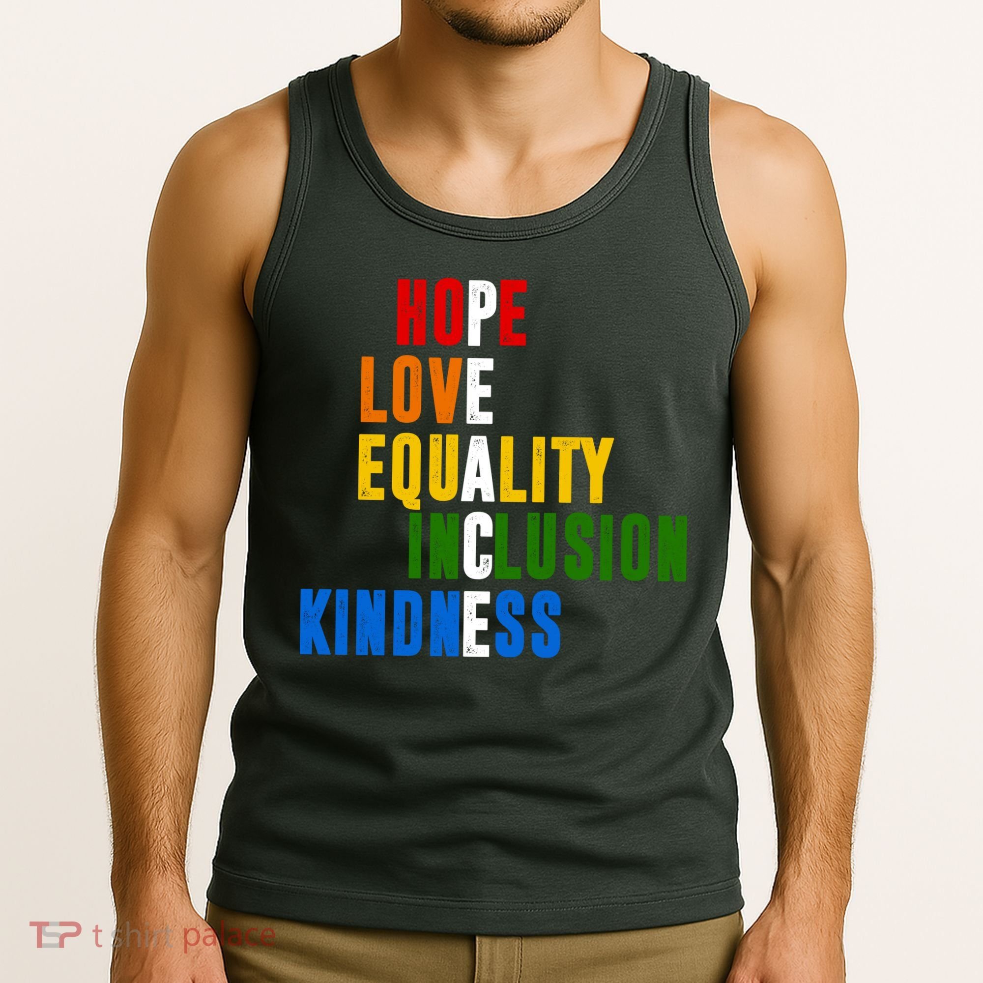 Hope Love Equality Inclusion Kindness Peace Quote Tank Top