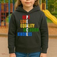 Hope Love Equality Inclusion Kindness Peace Quote Kids Hoodie thumb 3