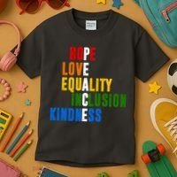 Hope Love Equality Inclusion Kindness Peace Quote Kids T-Shirt thumb 3