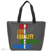 Hope Love Equality Inclusion Kindness Peace Quote Tote Bag thumb 0