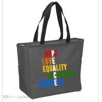 Hope Love Equality Inclusion Kindness Peace Quote Tote Bag thumb 2