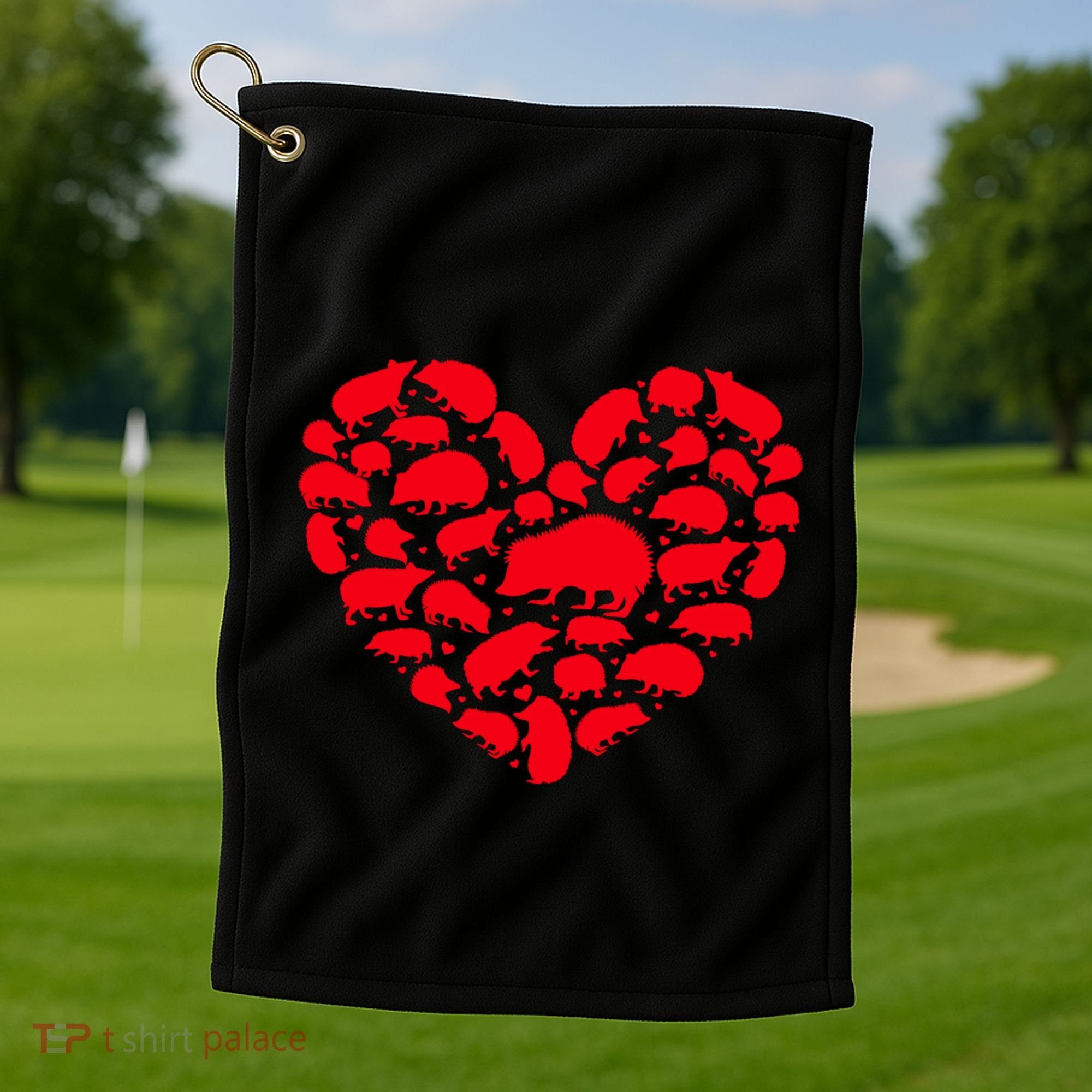 Hedgehog Lover Funny Love Heart Hedgehog Valentine's Day Gift Golf Towel