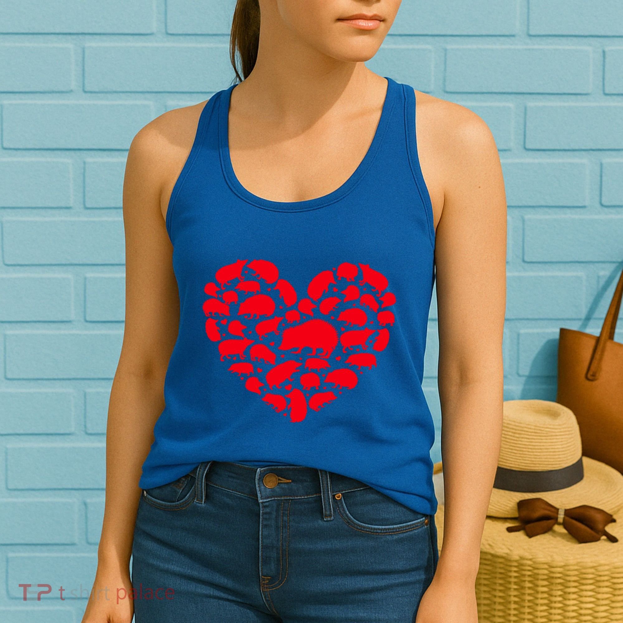 Hedgehog Lover Funny Love Heart Hedgehog Valentine's Day Gift Women's Tank Top