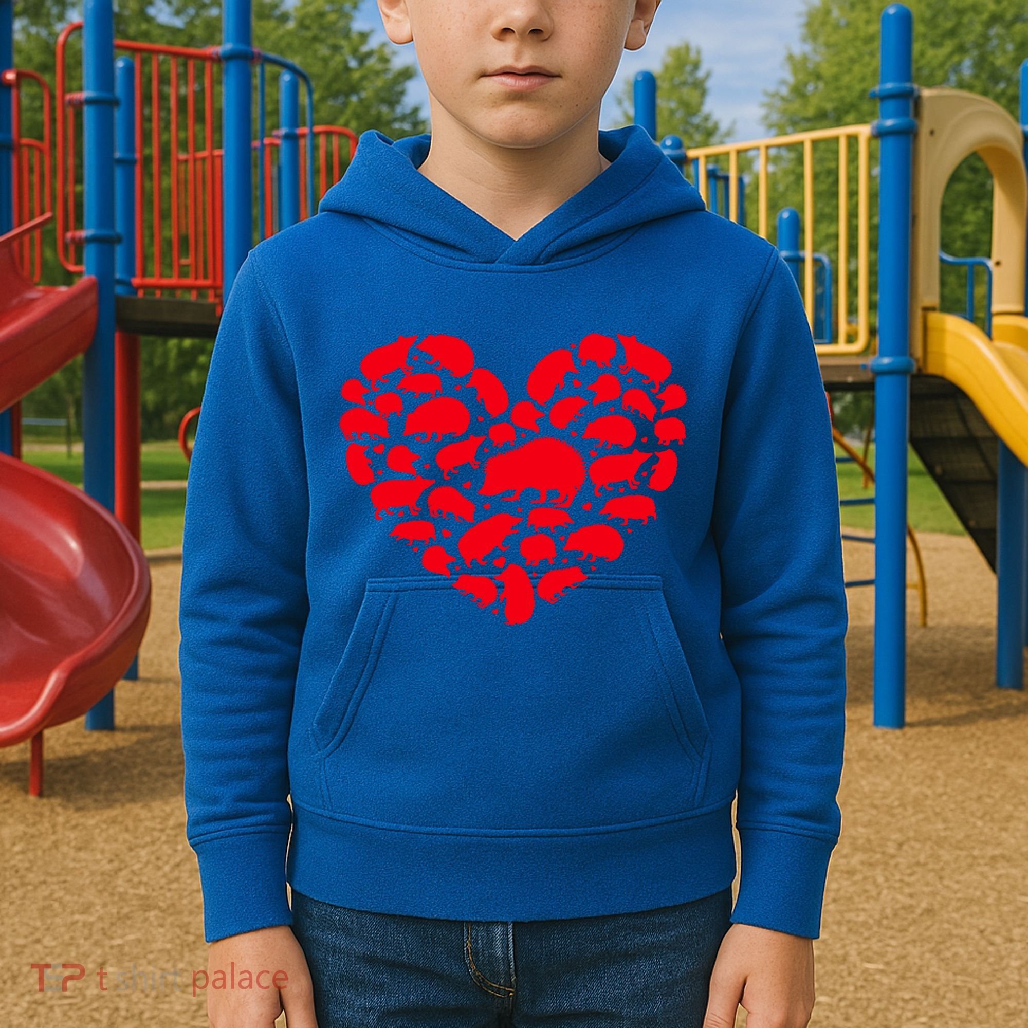 Hedgehog Lover Funny Love Heart Hedgehog Valentine's Day Gift Kids Hoodie