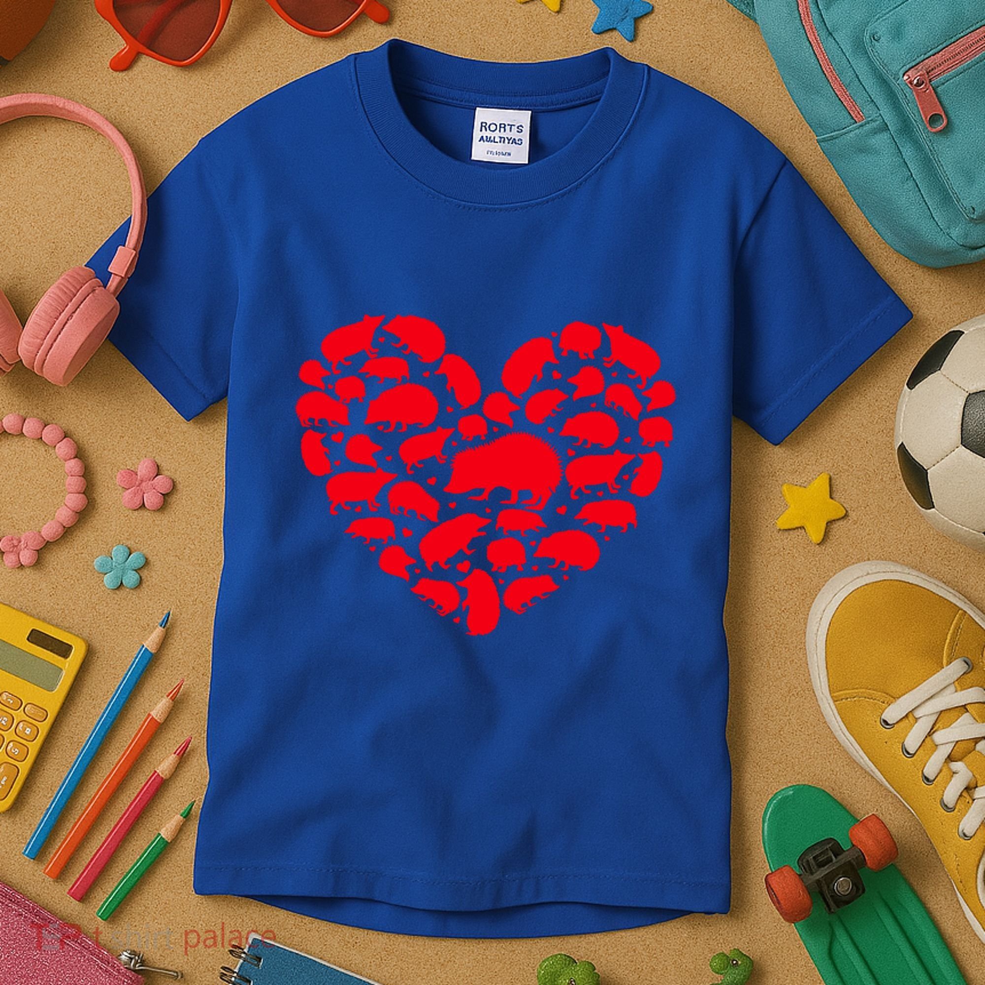 Hedgehog Lover Funny Love Heart Hedgehog Valentine's Day Gift Kids T-Shirt