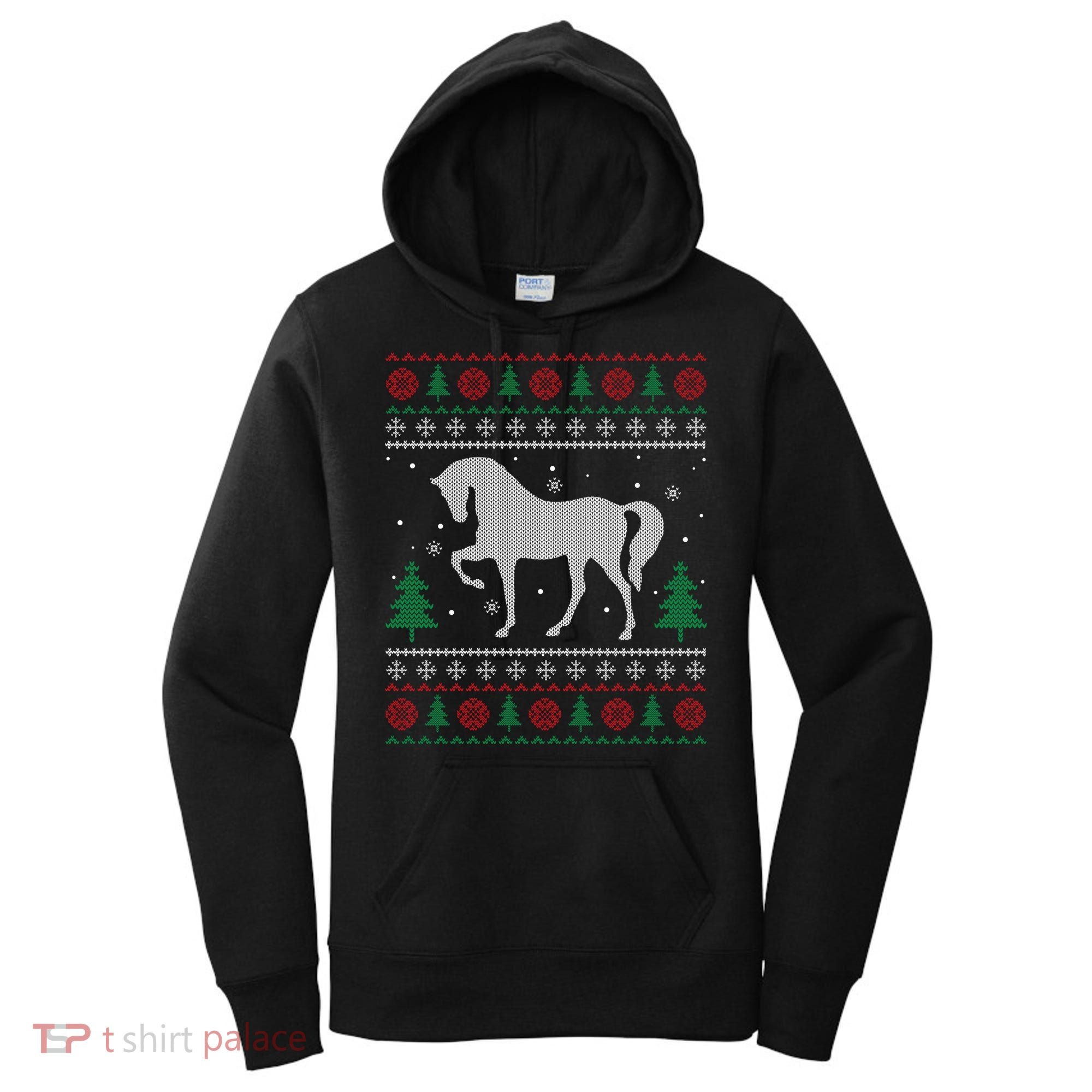 Horse Lover Funny Gift Horse Ugly Sweater Christmas Xmas Gift Women's Hoodie