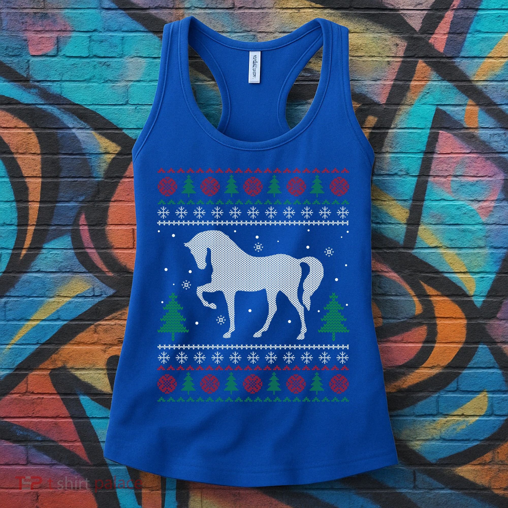 Horse Lover Funny Gift Horse Ugly Sweater Christmas Xmas Gift Women's Tank Top