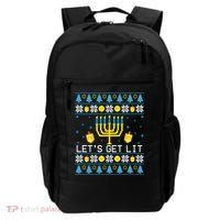 Hanukkah Let's Get Lit Jewish Ugly Sweater Channukah Menorah Backpack thumb 0