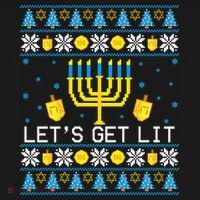 Hanukkah Let's Get Lit Jewish Ugly Sweater Channukah Menorah Polo thumb 3