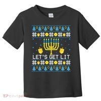 Hanukkah Let's Get Lit Jewish Ugly Sweater Channukah Menorah Toddler T-Shirt thumb 0