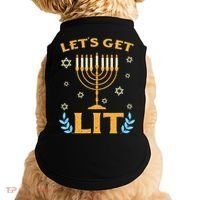 Hanukkah Lets Get Lit Menorah Funny Hebrew Jewish Doggie Tank thumb 0
