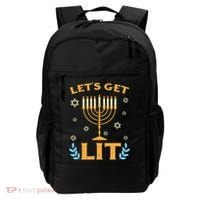 Hanukkah Lets Get Lit Menorah Funny Hebrew Jewish Backpack thumb 0