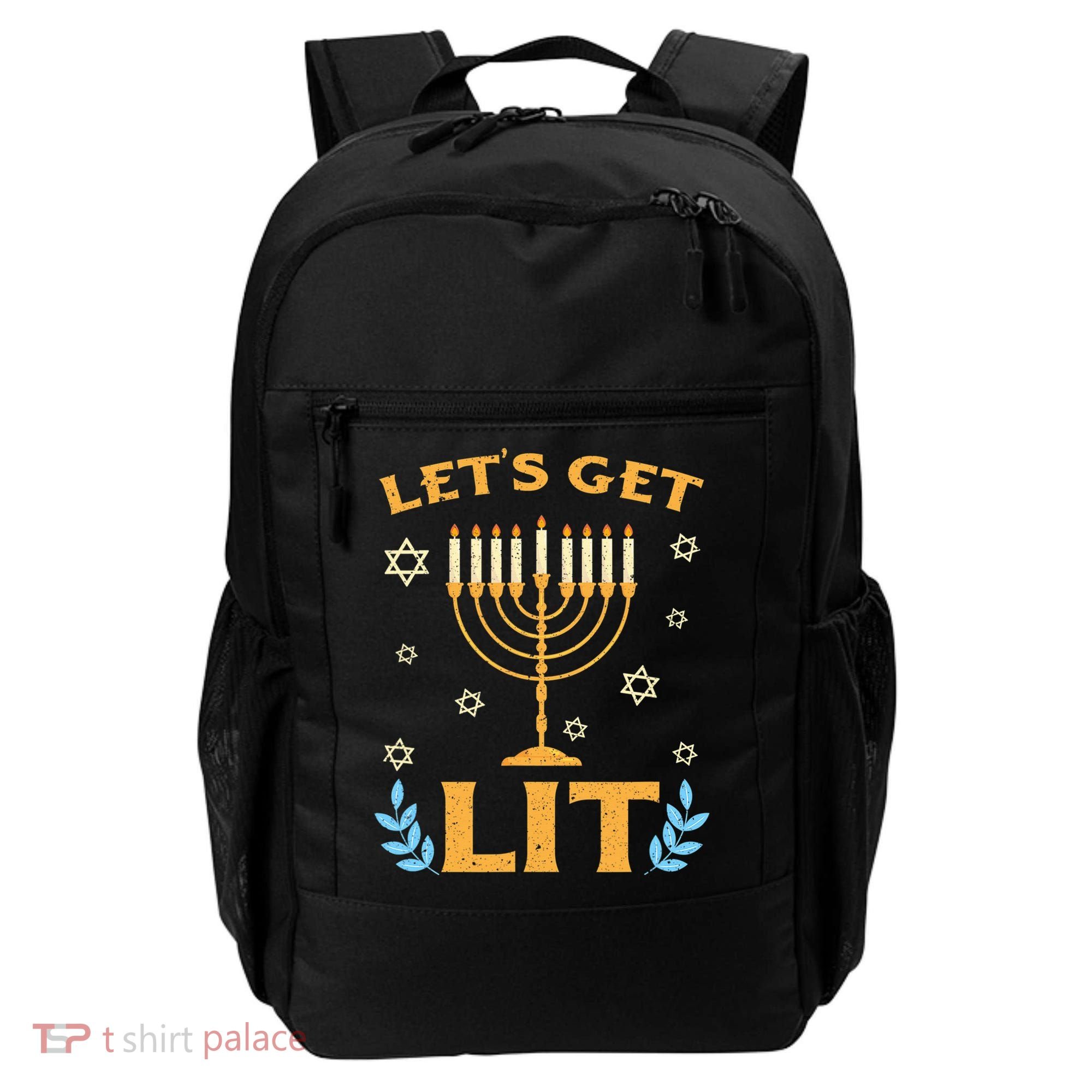 Hanukkah Lets Get Lit Menorah Funny Hebrew Jewish Backpack
