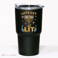 Hanukkah Lets Get Lit Menorah Funny Hebrew Jewish Tumbler thumb 0