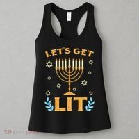 Hanukkah Lets Get Lit Menorah Funny Hebrew Jewish Women's Tank Top thumb 3