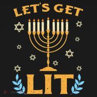 Hanukkah Lets Get Lit Menorah Funny Hebrew Jewish Toddler Hoodie thumb 2