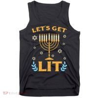 Hanukkah Lets Get Lit Menorah Funny Hebrew Jewish Tank Top thumb 0