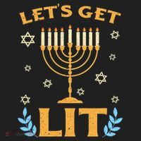 Hanukkah Lets Get Lit Menorah Funny Hebrew Jewish Golf Towel thumb 3
