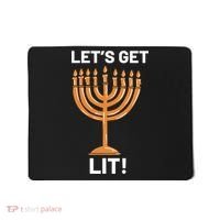 Hanukkah Lets Get Lit Menorah Funny Hebrew Jewish Holiday  Mousepad thumb 0