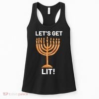 Hanukkah Lets Get Lit Menorah Funny Hebrew Jewish Holiday  Women's Tank Top thumb 0