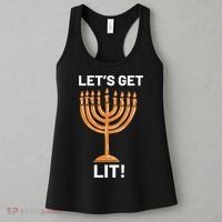 Hanukkah Lets Get Lit Menorah Funny Hebrew Jewish Holiday  Women's Tank Top thumb 3