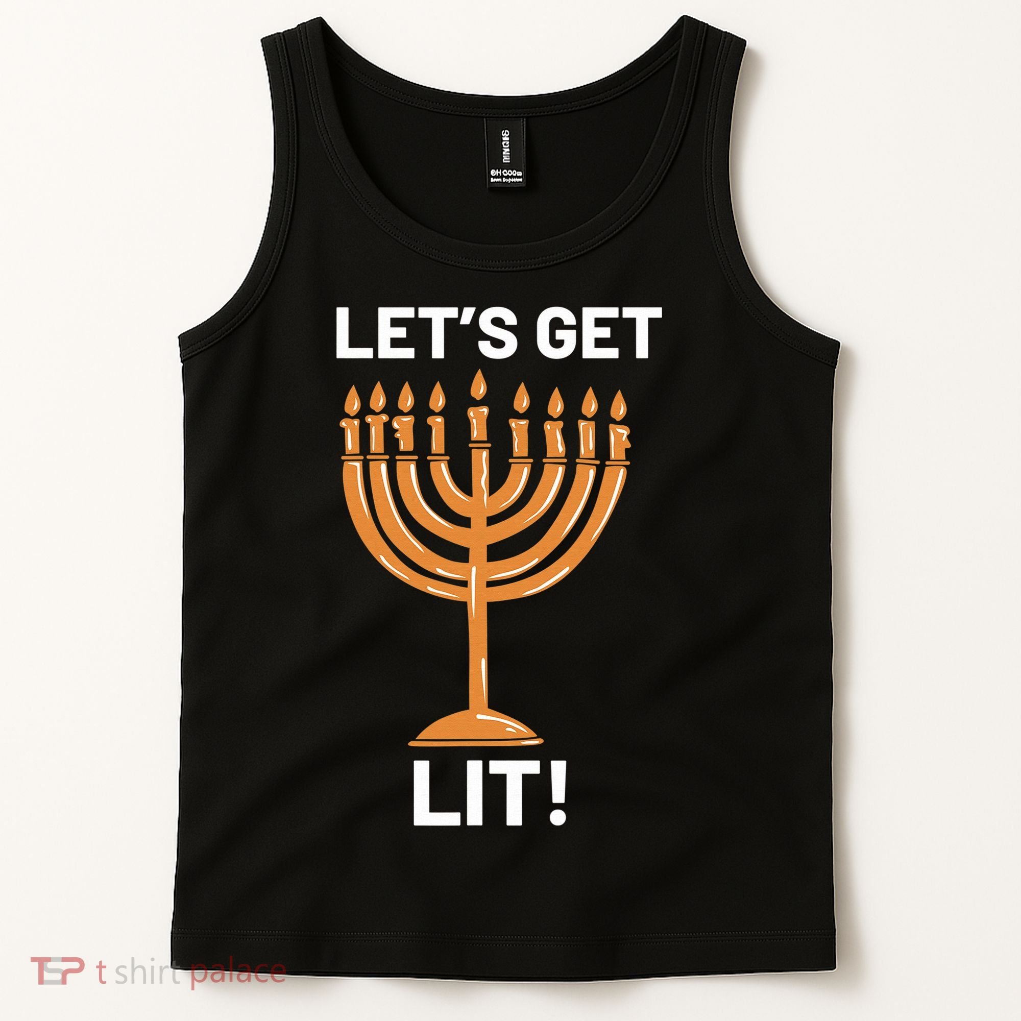 Hanukkah Lets Get Lit Menorah Funny Hebrew Jewish Holiday  Tank Top