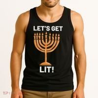 Hanukkah Lets Get Lit Menorah Funny Hebrew Jewish Holiday  Tank Top thumb 3