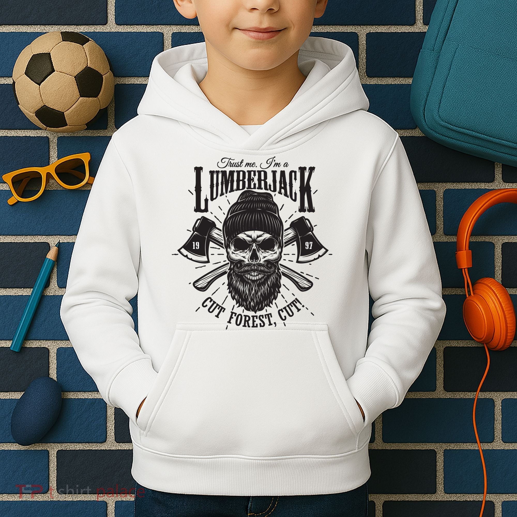 Hipster Lumberjack Kids Hoodie