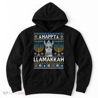 Happy Llamakkah Hanukkah Llama Menorah Chanukah Alpaca Gift Hoodie thumb 0
