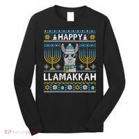 Happy Llamakkah Hanukkah Llama Menorah Chanukah Alpaca Gift Long Sleeve Shirt thumb 0