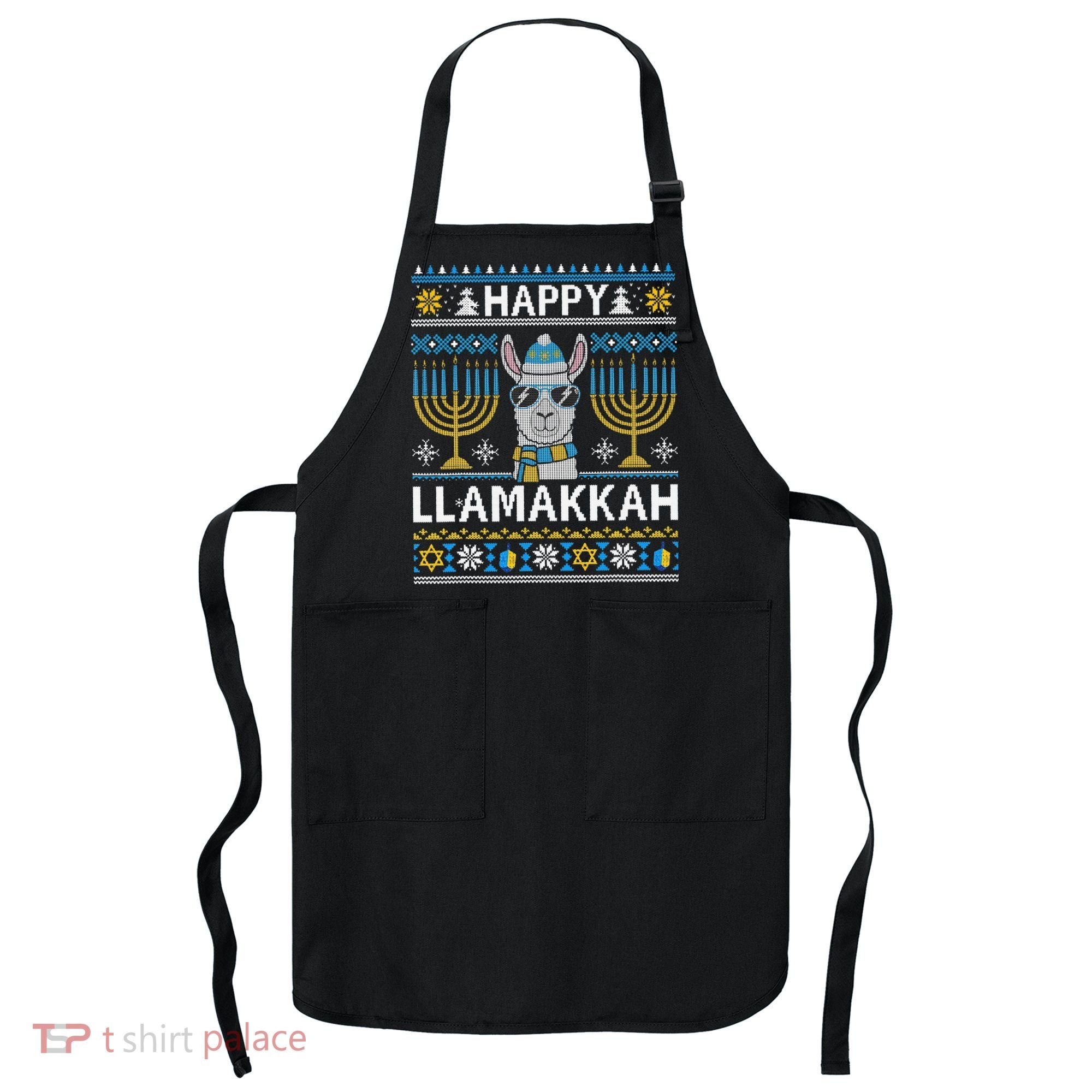 Happy Llamakkah Hanukkah Llama Menorah Chanukah Alpaca Gift Apron