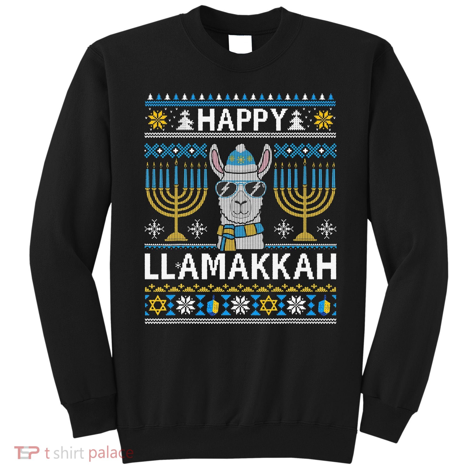 Happy Llamakkah Hanukkah Llama Menorah Chanukah Alpaca Gift Sweatshirt