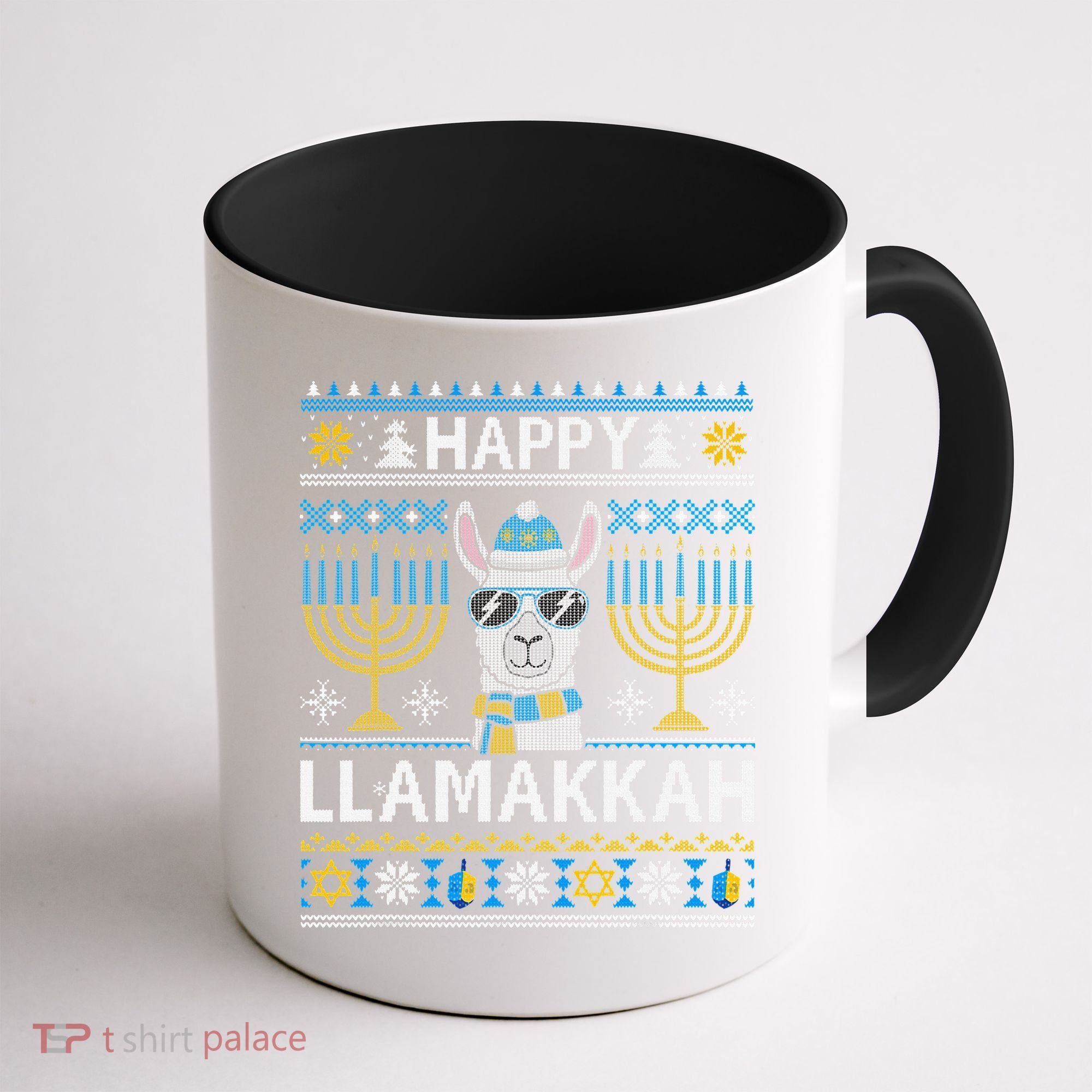 Happy Llamakkah Hanukkah Llama Menorah Chanukah Alpaca Gift Coffee Mug