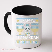 Happy Llamakkah Hanukkah Llama Menorah Chanukah Alpaca Gift Coffee Mug thumb 0