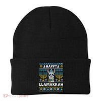 Happy Llamakkah Hanukkah Llama Menorah Chanukah Alpaca Gift Beanie thumb 0