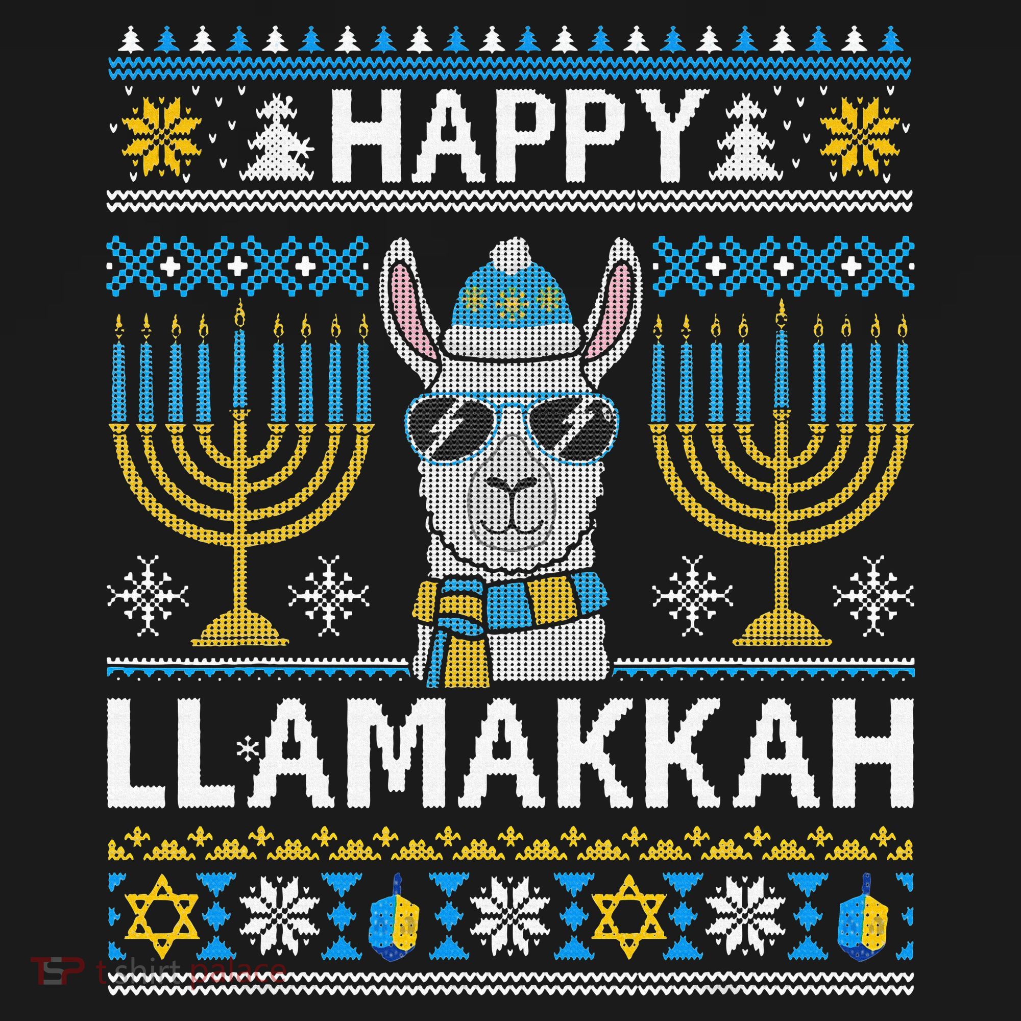 Happy Llamakkah Hanukkah Llama Menorah Chanukah Alpaca Gift Polo