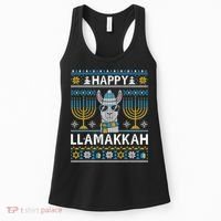 Happy Llamakkah Hanukkah Llama Menorah Chanukah Alpaca Gift Women's Tank Top thumb 0