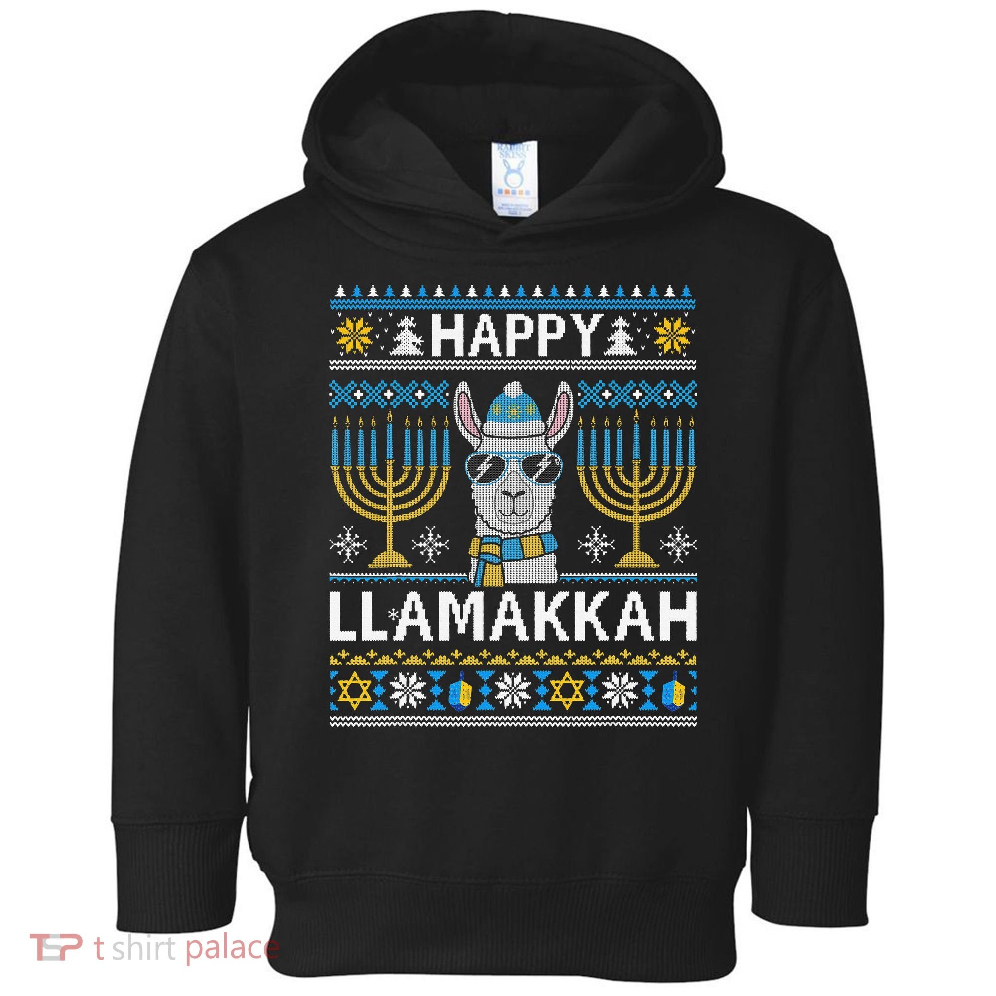Happy Llamakkah Hanukkah Llama Menorah Chanukah Alpaca Gift Toddler Hoodie