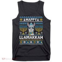 Happy Llamakkah Hanukkah Llama Menorah Chanukah Alpaca Gift Tank Top thumb 0