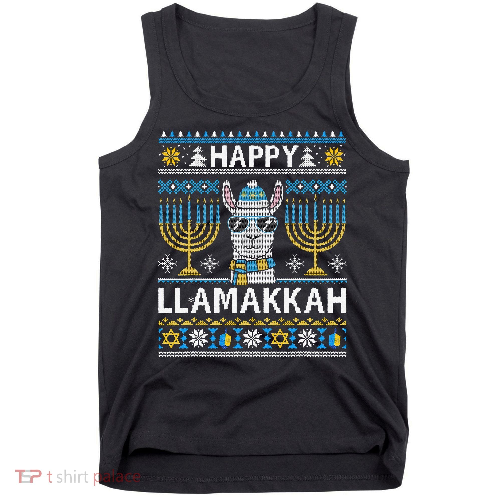 Happy Llamakkah Hanukkah Llama Menorah Chanukah Alpaca Gift Tank Top