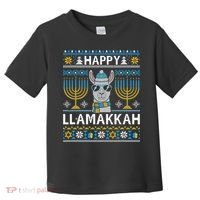 Happy Llamakkah Hanukkah Llama Menorah Chanukah Alpaca Gift Toddler T-Shirt thumb 0