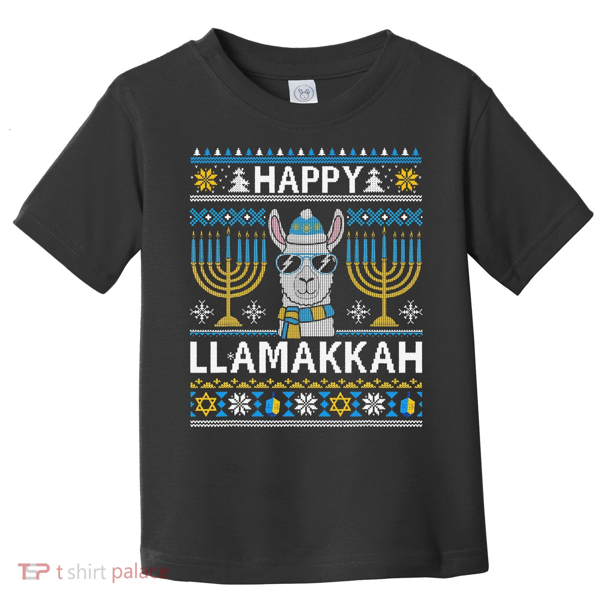 Happy Llamakkah Hanukkah Llama Menorah Chanukah Alpaca Gift Toddler T-Shirt