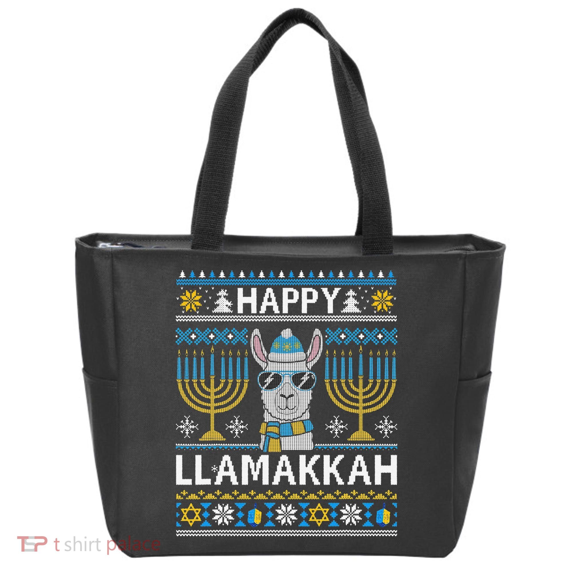 Happy Llamakkah Hanukkah Llama Menorah Chanukah Alpaca Gift Tote Bag