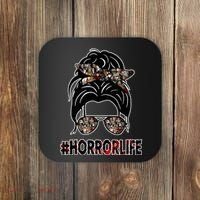 Horror Life Halloween Lover Hair Bun Coaster thumb 0