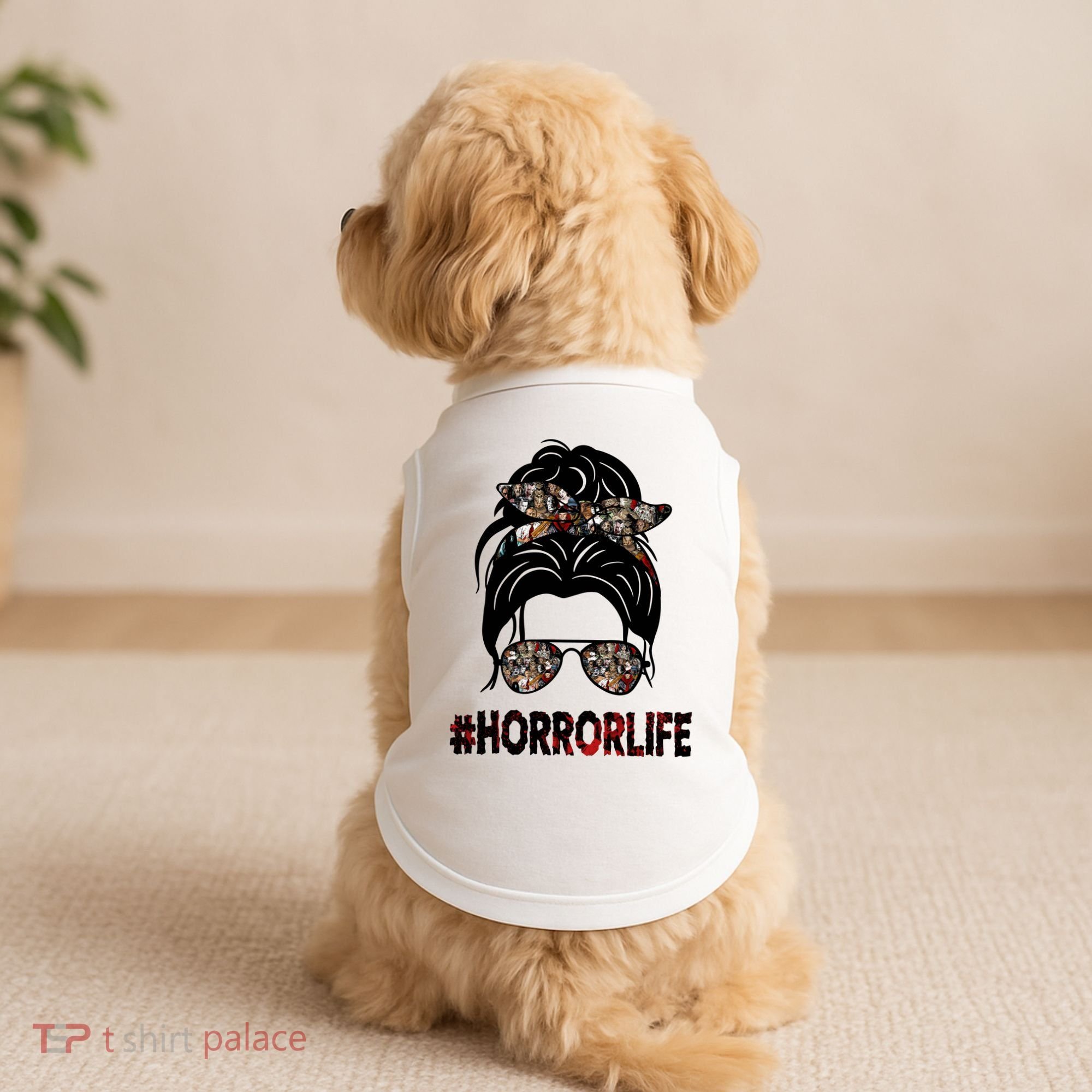 Horror Life Halloween Lover Hair Bun Doggie Tank